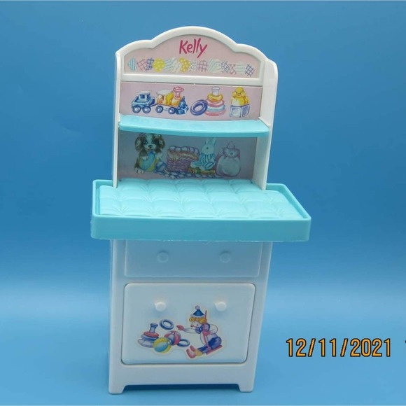 Vintage Kelly Changing Table Barbie Mattel Purple Toy Teddy Bear - Picture 2 of 15